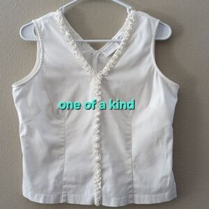 Vintage White Tailored Sleeveless Blouse